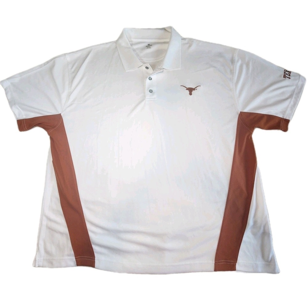 KNIGHTS APPERAL Texas Longhorns Polo Shirt Men 2XL White NCAA Short Sleeve